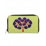 Rajrang Parrot Green Cotton Casual Tree Embroidered Clutch Bag