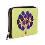 Rajrang Parrot Green Cotton Casual Tree Embroidered Clutch Bag