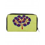 Rajrang Parrot Green Cotton Casual Tree Embroidered Clutch Bag