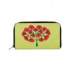 Rajrang Parrot Green Cotton Casual Tree Embroidered Clutch Bag