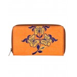 Rajrang Orange Cotton Casual Floral Embroidered Clutch Bag