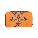 Rajrang Orange Cotton Casual Floral Embroidered Clutch Bag