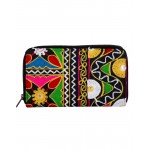 Rajrang Black Cotton Casual Floral Embroidered Clutch Bag