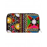 Rajrang Black Cotton Casual Floral Embroidered Clutch Bag