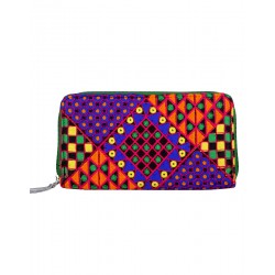 Rajrang Blue Cotton Casual Geometric Embroidered Clutch Bag