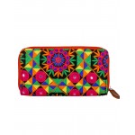 Rajrang Green Cotton Casual Geometric Embroidered Clutch Bag