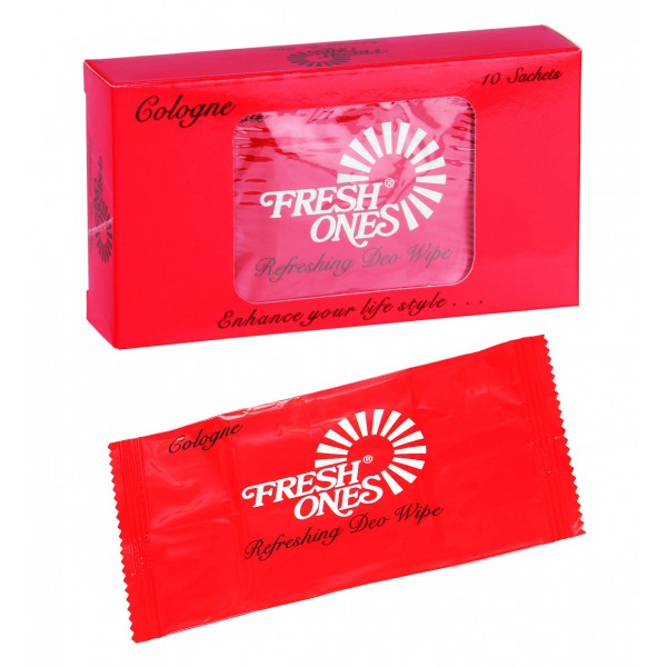 FreshOnes Cologne Refreshing Deo Wipes Single Sachet - 10 N (Pack of 10)
