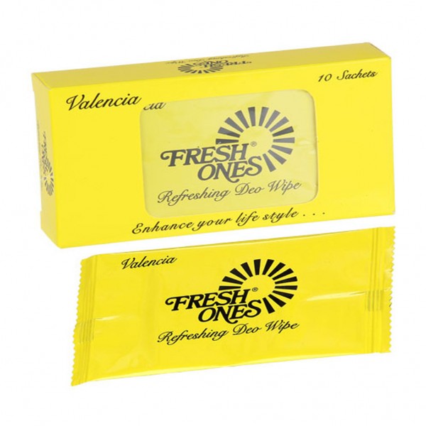 FreshOnes Valencia Refreshing Deo Wipes Single Sachet - 10 N (Pack of 10)