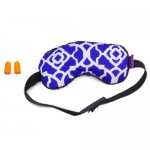 VIAGGI Microbeads Eye Mask With Ear Plugs - Trellis Blue