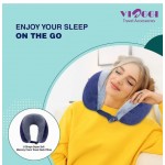VIAGGI U Shape Super Soft Memory Foam Travel Neck Pillow for Neck Pain Relief Cervical Orthopedic Use Comfortable Neck Rest Pillow - Navy Blue