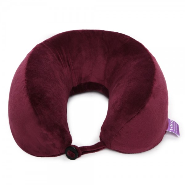 VIAGGI U Shape Super Soft Memory Foam Travel Neck Pillow for Neck Pain Relief Cervical Orthopedic Use Comfortable Neck Rest Pillow -Grape