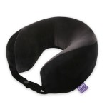 VIAGGI U Shape Super Soft Memory Foam Travel Neck Pillow for Neck Pain Relief Cervical Orthopedic Use Comfortable Neck Rest Pillow - Black Grey