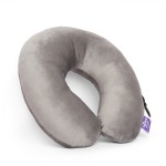 VIAGGI U Shape Best Travel Feather Soft Microfibre Neck Rest Cushion for Inflight Train car Sleep for Men and Women-Grey