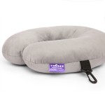 VIAGGI U Shape Best Travel Feather Soft Microfibre Neck Rest Cushion for Inflight Train car Sleep for Men and Women-Grey