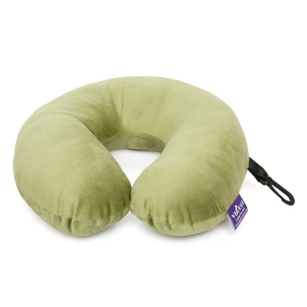 VIAGGI U Shape Best Travel Feather Soft Microfibre Neck Rest Cushion for Inflight Train car Sleep for Men and Women -Green