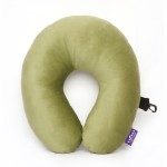 VIAGGI U Shape Best Travel Feather Soft Microfibre Neck Rest Cushion for Inflight Train car Sleep for Men and Women -Green