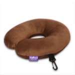 VIAGGI U Shape Best Travel Feather Soft Microfibre Neck Rest Cushion for Inflight Train car Sleep for Men and Women-Brown