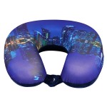 VIAGGI City Blue 3D Print U Shaped Memory Foam Travel Neck and Neck Pain Relief Comfortable Super Soft Orthopedic Cervical Pillows