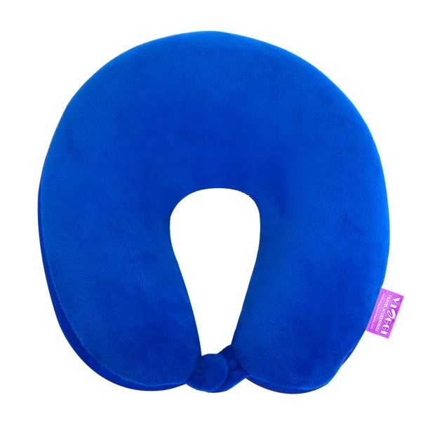 VIAGGI Microbead U Shape Travel Neck Pillow with Fleece - Royal Blue