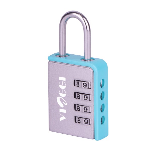 VIAGGI 4 Dial Luggage Resettable Combination Number Padlock – Silver Blue