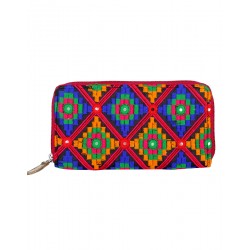 Rajrang Orange Cotton Casual Geometric Embroidered Clutch Bag